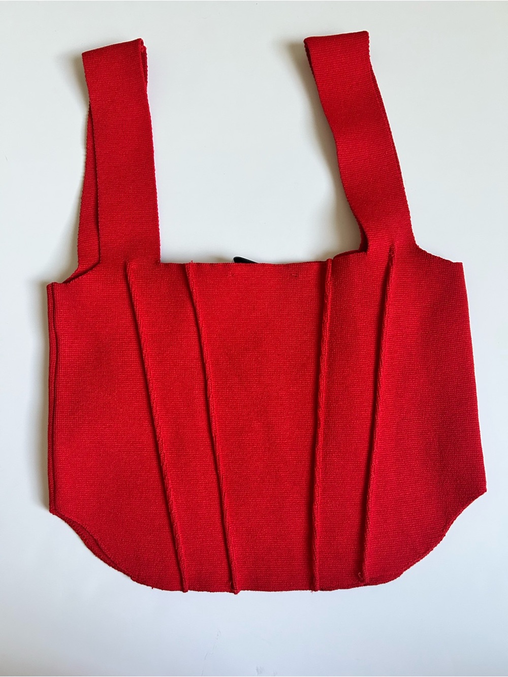 Zara Red Ribbed Corset-Style Crop Top - Picture 5 of 5